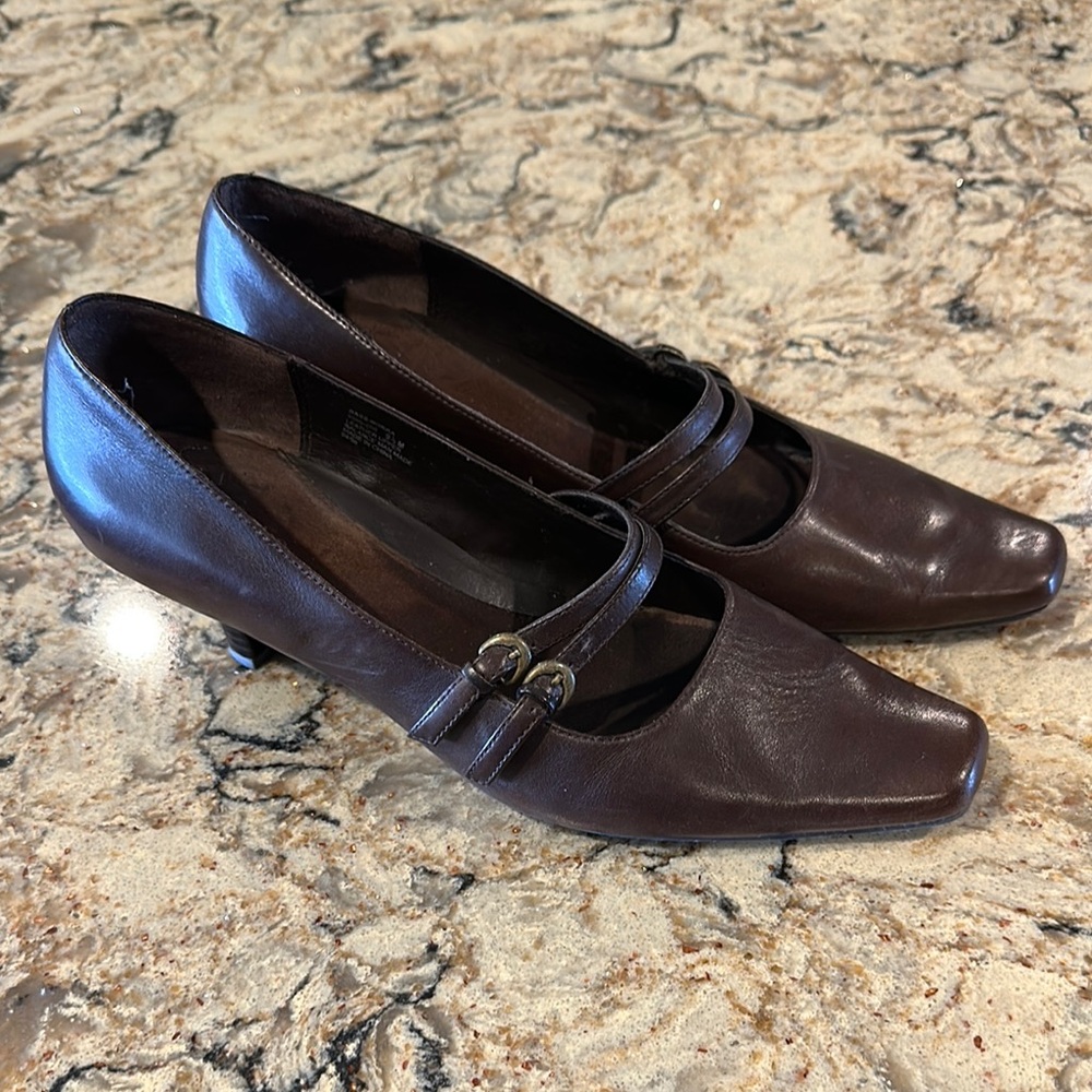 G.H. Bass & Co. Brown Leather Mary Jane Heels